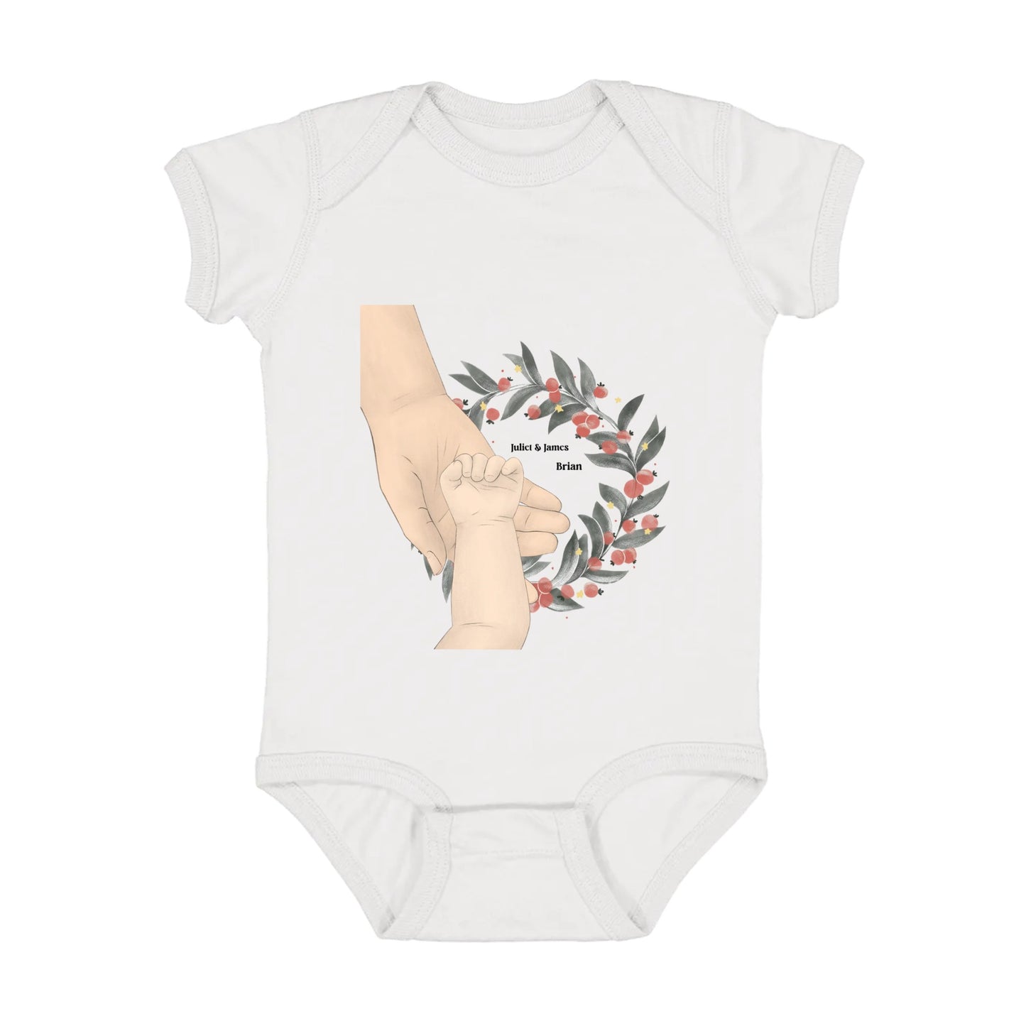 Baby Hand Holding flower Personalized Infant Fine Jersey Bodysuit