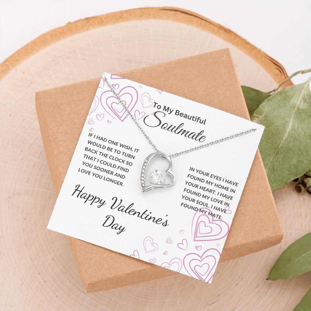 To My Beautiful Soulmate Necklace | If I Had One Wish | Happy Valentine's Day | Wht | Forever Heart Necklace