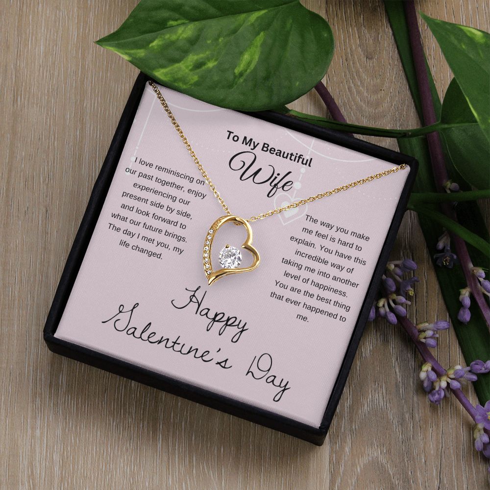 To My Beautiful Wife Necklace | I Love Reminiscing | Happy Valentines Day | Pnk | Forever Heart Necklace