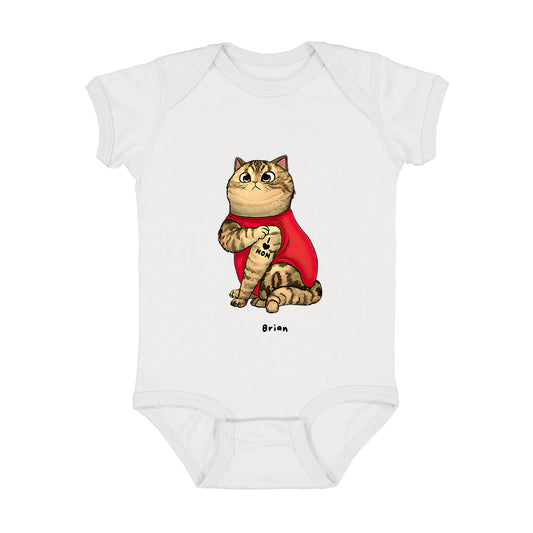 I Love Mom Cat Personalized  Infant Fine Jersey Bodysuit