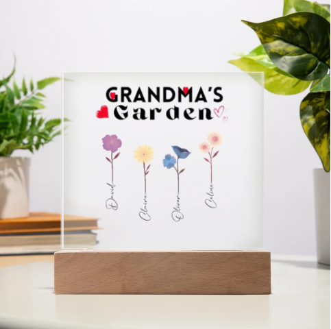 Personalized Grandma's Garden Acrylic Square Plaque