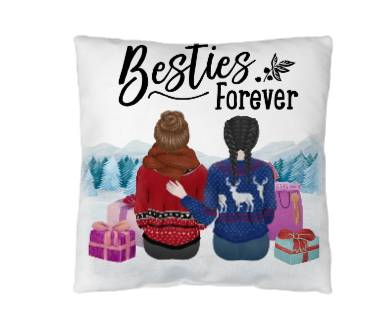 Sitting bestie Christmas Pillow