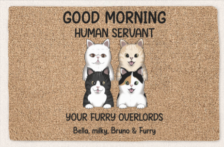Personalized Human Servant Cat Welcome Mat
