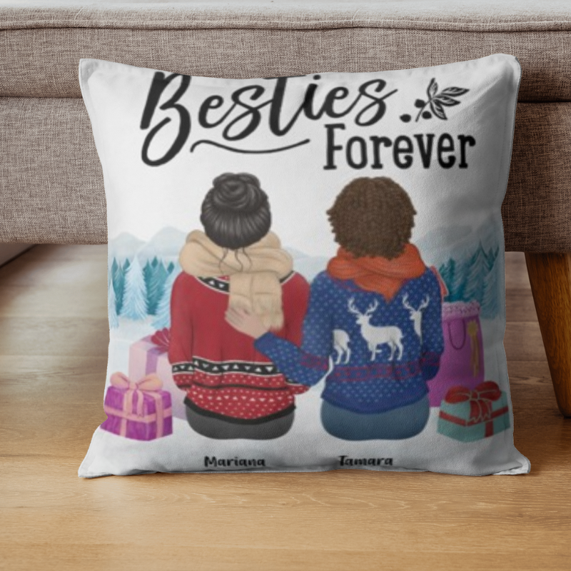 Sitting bestie Christmas Pillow