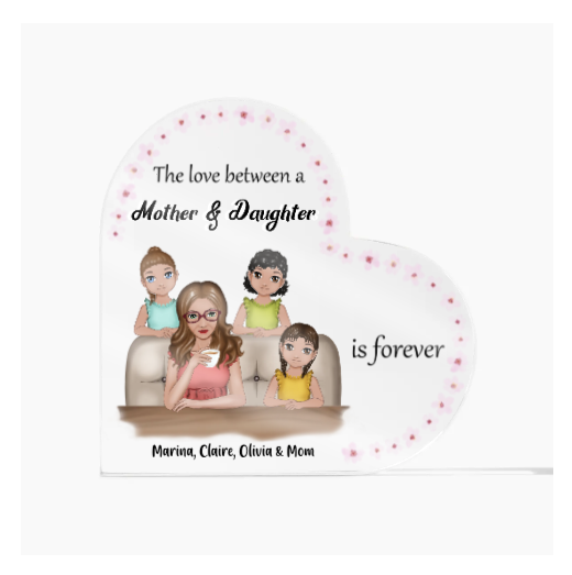 Mother & Daughter love Acrylic Heart (1.5 cm width - No LED)
