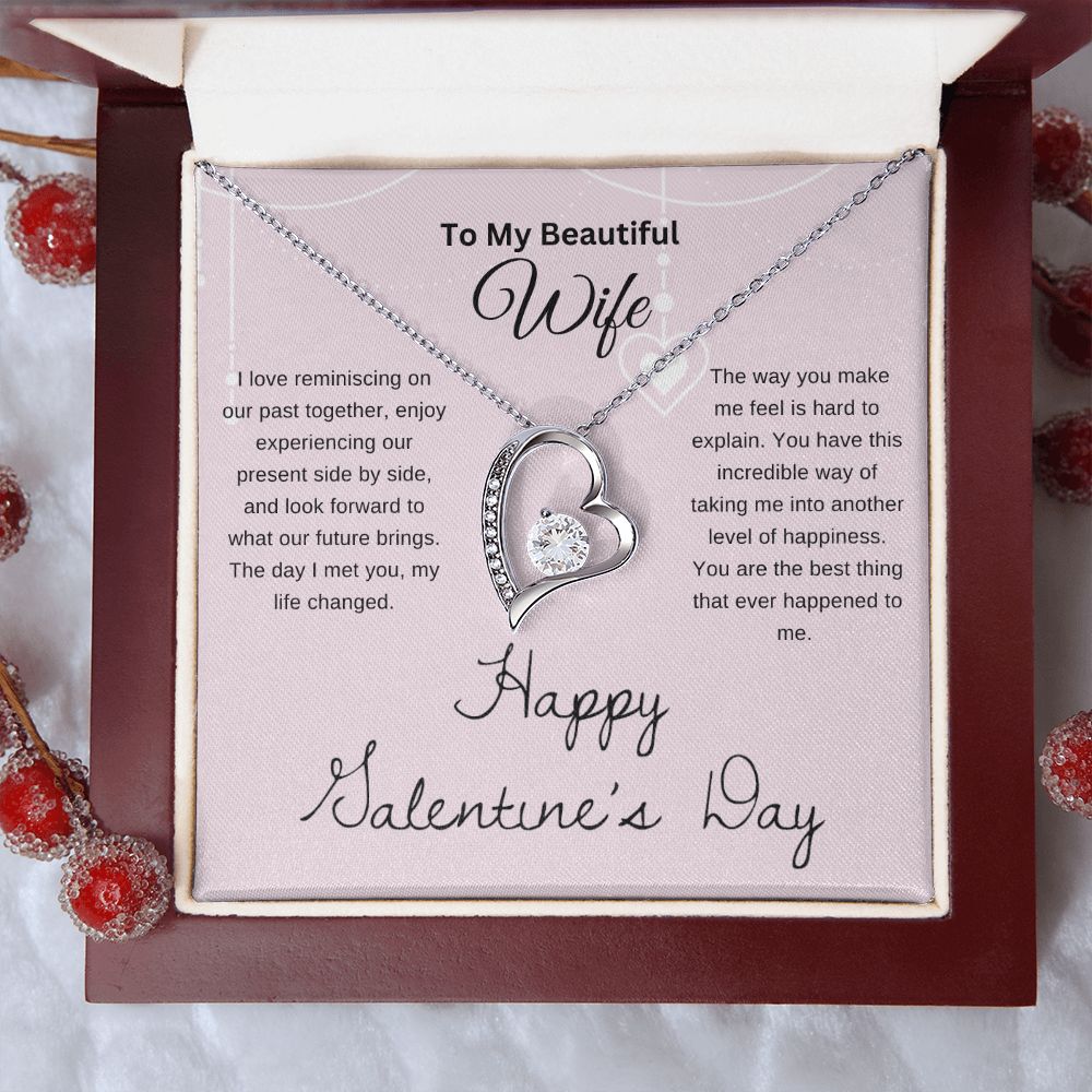 To My Beautiful Wife Necklace | I Love Reminiscing | Happy Valentines Day | Pnk | Forever Heart Necklace