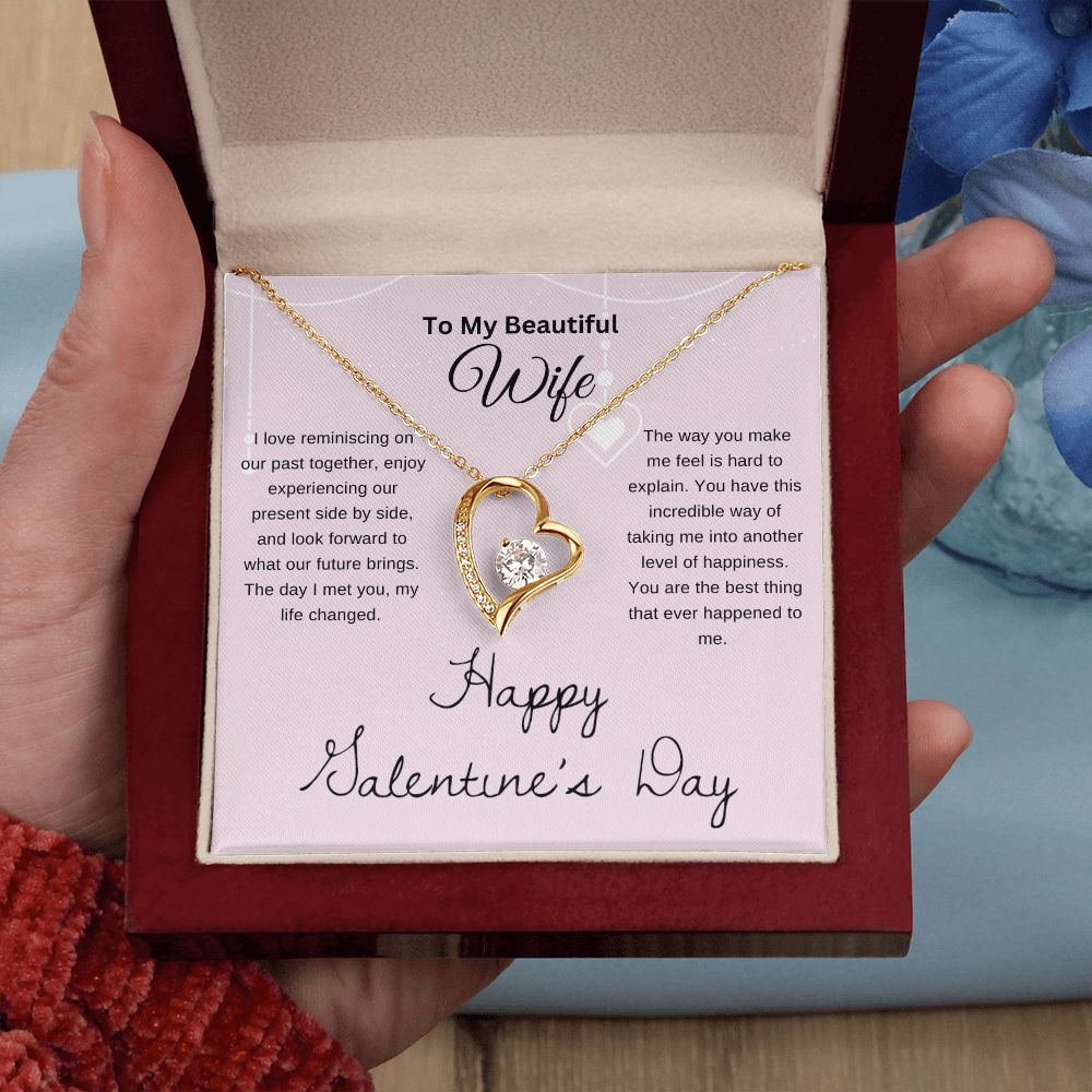 To My Beautiful Wife Necklace | I Love Reminiscing | Happy Valentines Day | Pnk | Forever Heart Necklace