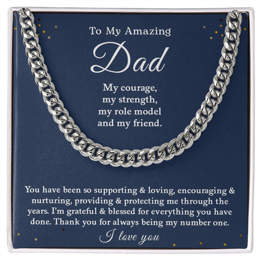 My Amazing Dad | Grateful & Blessed - Cuban Link Chain