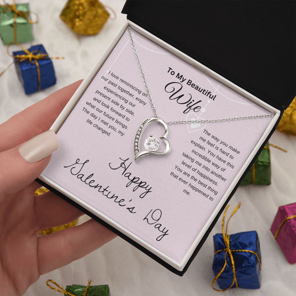 To My Beautiful Wife Necklace | I Love Reminiscing | Happy Valentines Day | Pnk | Forever Heart Necklace